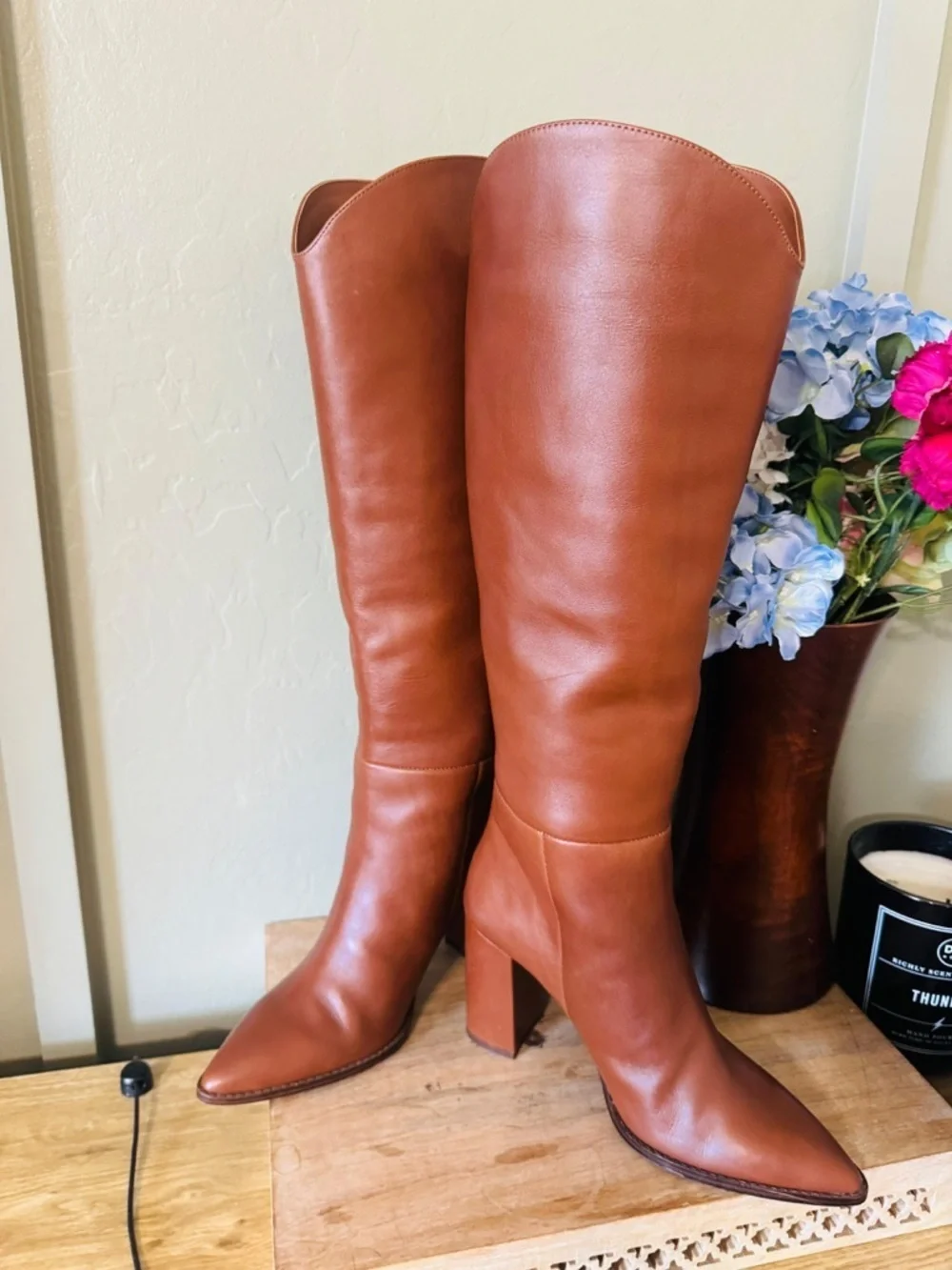 Steve Madden Cognac Over-the-Knee Leather Boots